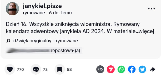 rymowany kalendarz adwentowy na TikTiku